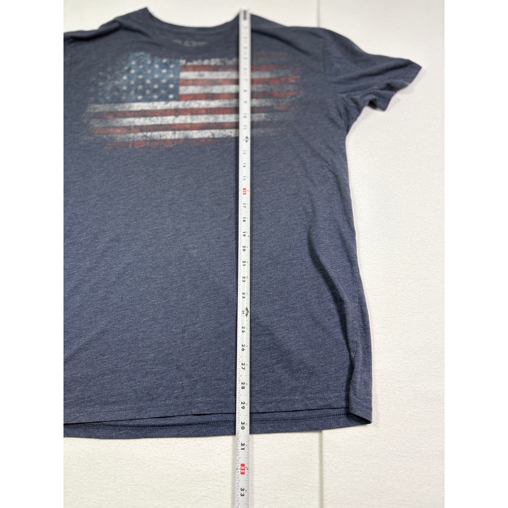 Galt Mens XL Distressed American Flag Graphic T-Shirt Heather Navy Blue TriBlend - Picture 4 of 5